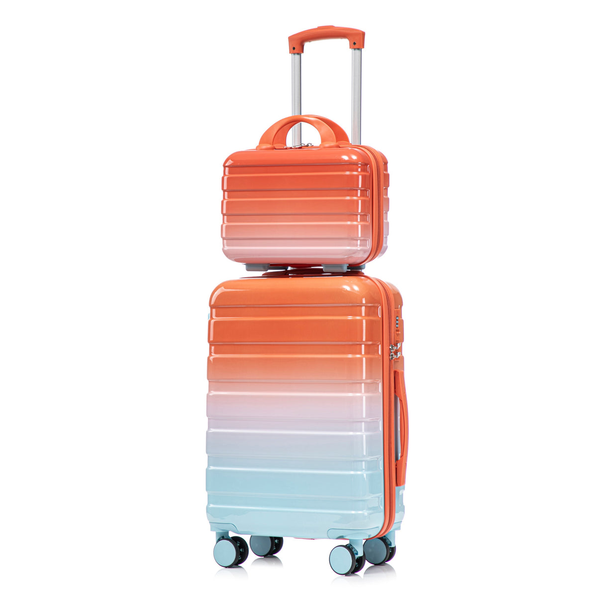 2 Pc PC Spinner Wheel Luggage Set with Gradient Color and Lock
