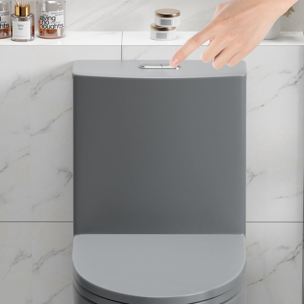 One-Piece Tornado Dual-Flush Toilet with Soft-Close Seat - Gray, Pink or Black