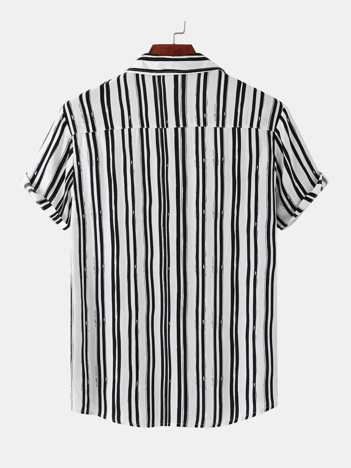 Men's Full Size Striped Short Sleeve Button-Down Shirt