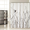 Bird & Branch Fabric Shower Curtain — Black & Silver, 72 × 72 Inches