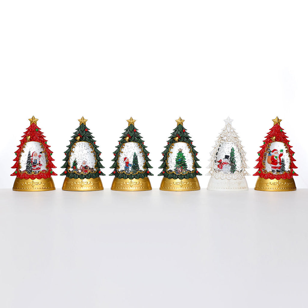 Christmas gifts, painted Christmas trees, glowing candles, oil lamps, children's small gifts, wind lamps, bar table decorations, ornaments