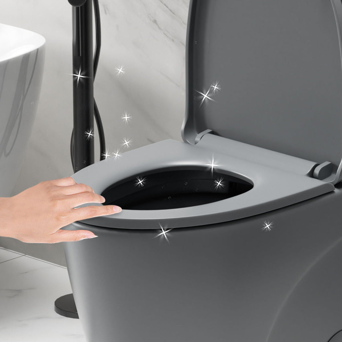 One-Piece Tornado Dual-Flush Toilet with Soft-Close Seat - Gray, Pink or Black