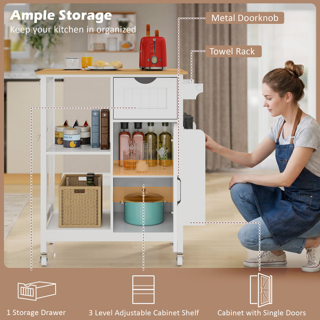 Kitchen Island Cart with Mobile Storage Cabinets