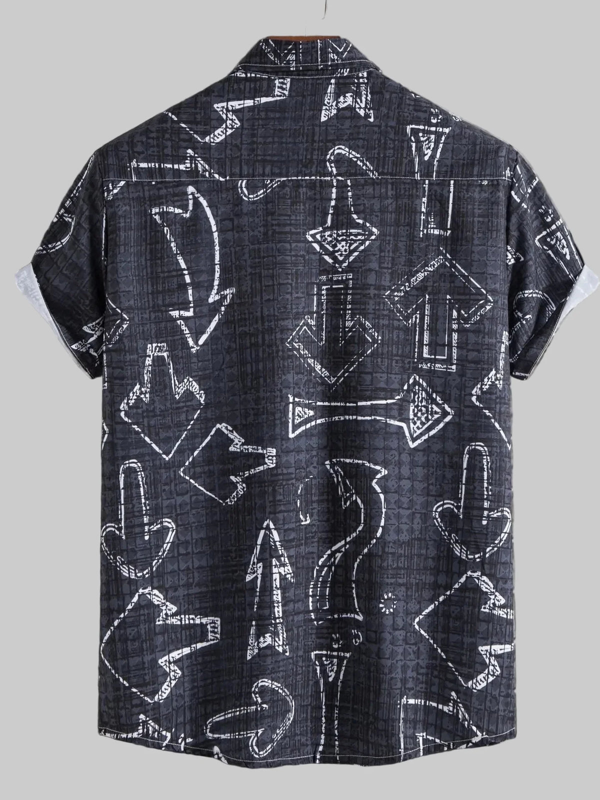 Men's Full Size Arrow Print Short Sleeve Button-Down Shirt