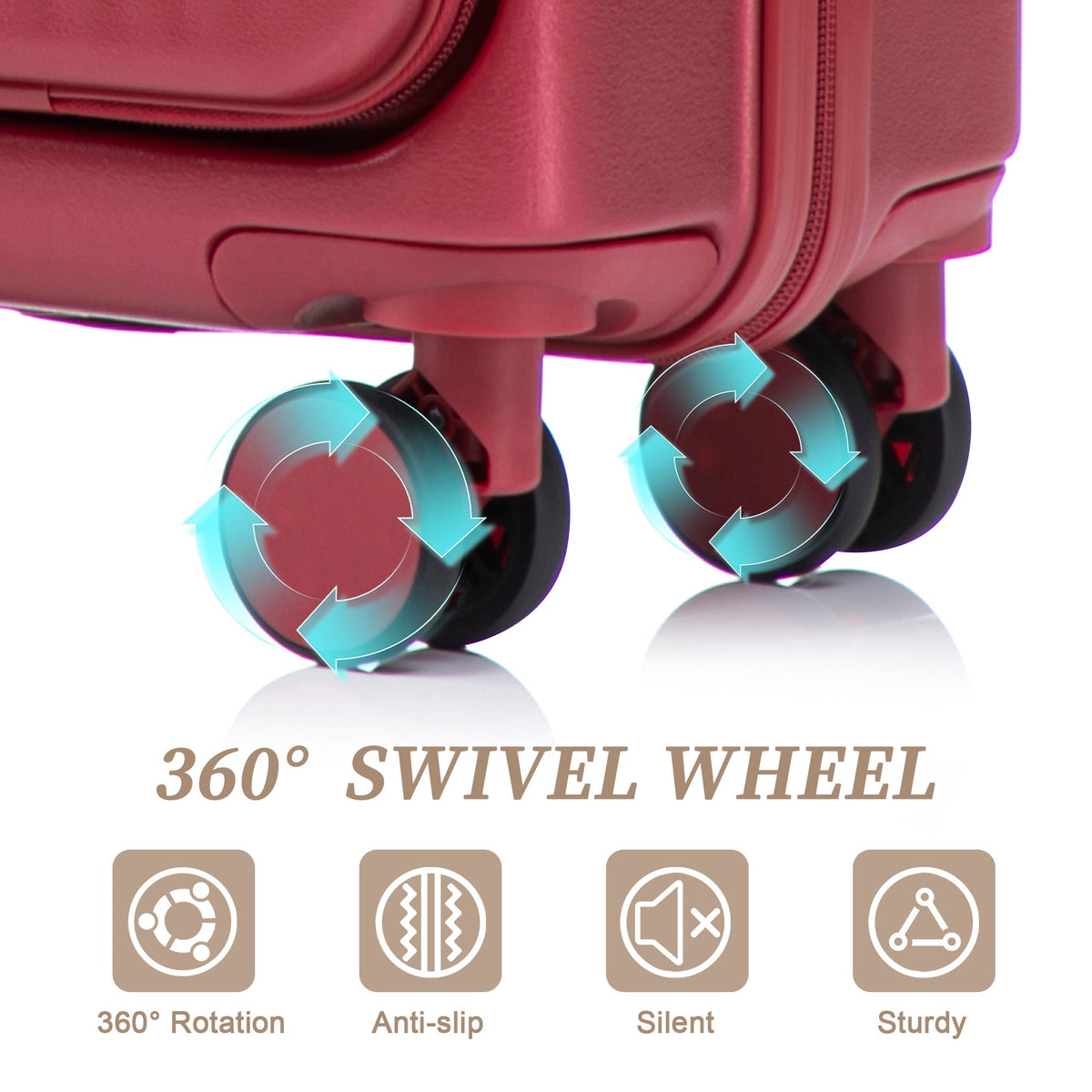 14'/20' 2 pcs ABS Spinner Wheel Luggage Set with Combination Lock and Front Opening Design