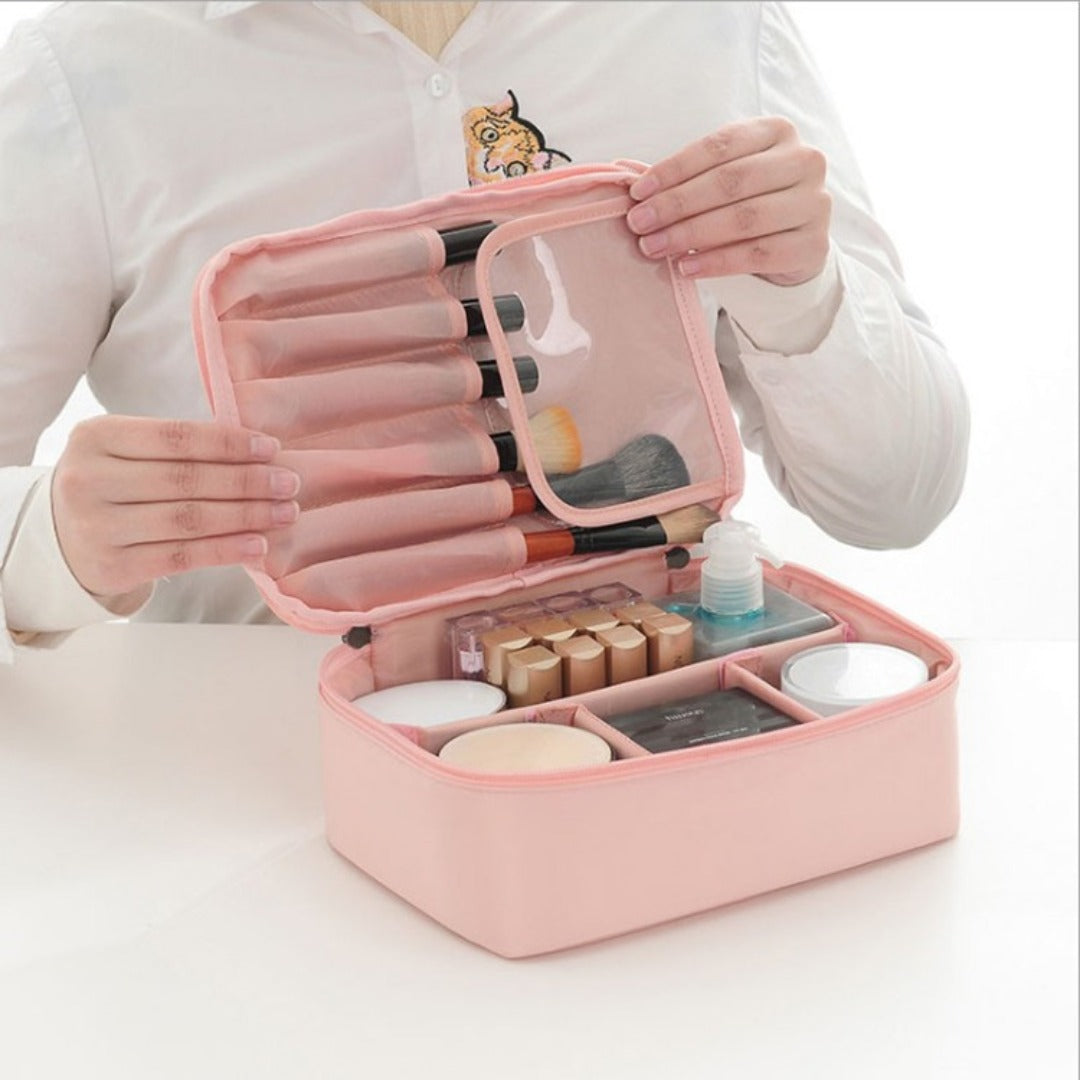 Lightweight makeup bags,Waterproof multi-functional portable toilet bag, anti-wrinkle large-capacity square cosmetic bag, makeup bag with compartments,