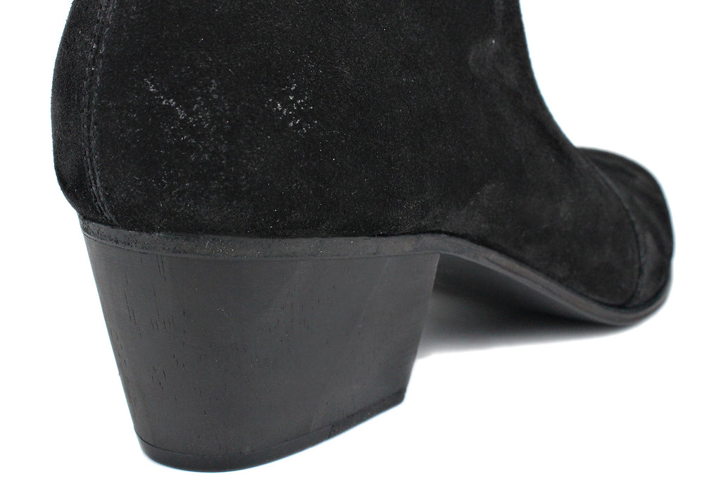 OSSTONE Men Chelsea Ankle Boots Leather Heeled Boots With Side Zipper Cuban Heel Dress Boots Disco Shoes OS-JY051 BLACK SUEDE