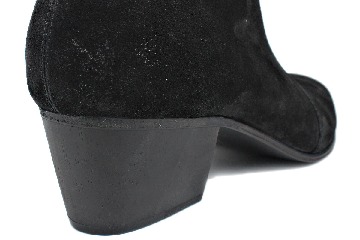OSSTONE Men Chelsea Ankle Boots Leather Heeled Boots With Side Zipper Cuban Heel Dress Boots Disco Shoes OS-JY051 BLACK SUEDE