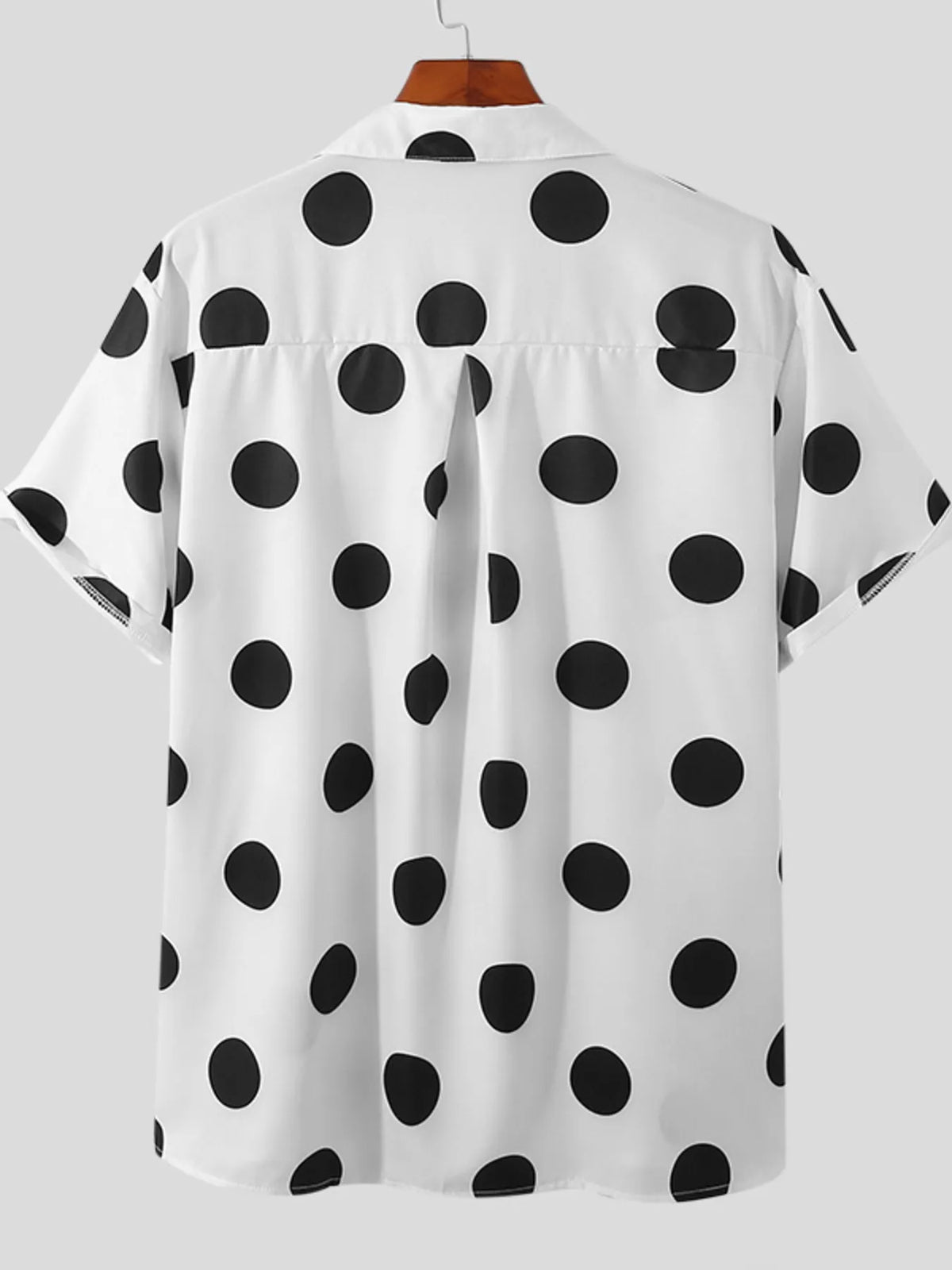 Men's Full Size Polka Dot Short Sleeve Button-Up Shirt