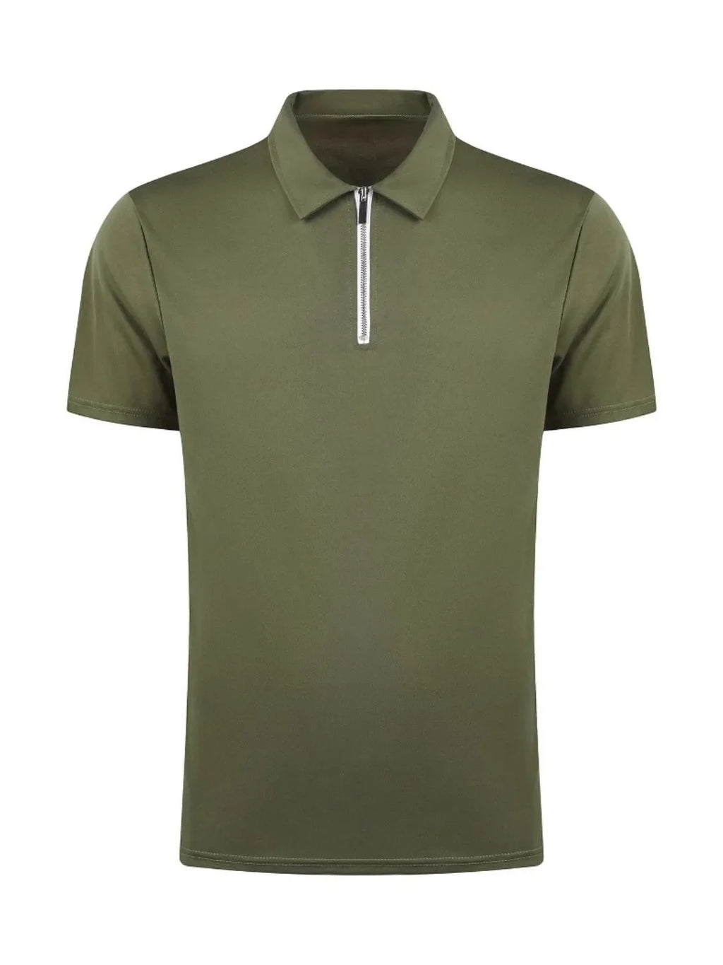 Men's Full Size Zip Collar Short Sleeve Polo