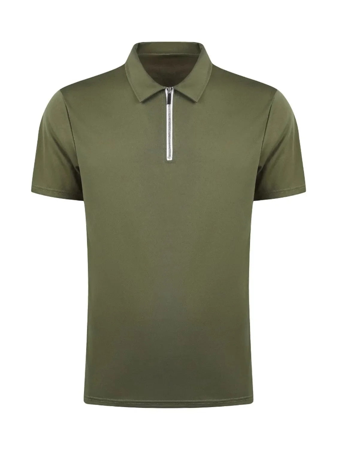 Men's Full Size Zip Collar Short Sleeve Polo