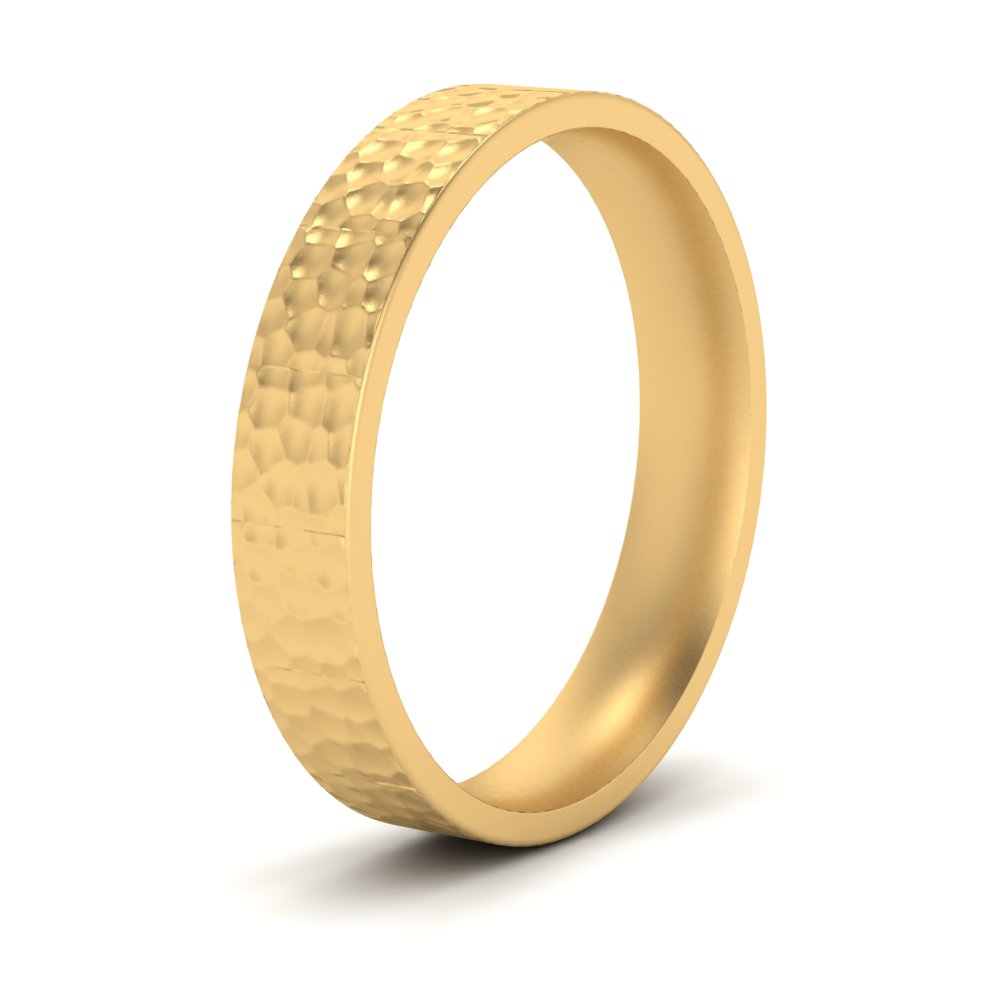 Hammered Wedding Band Comfort Fit 5 mm