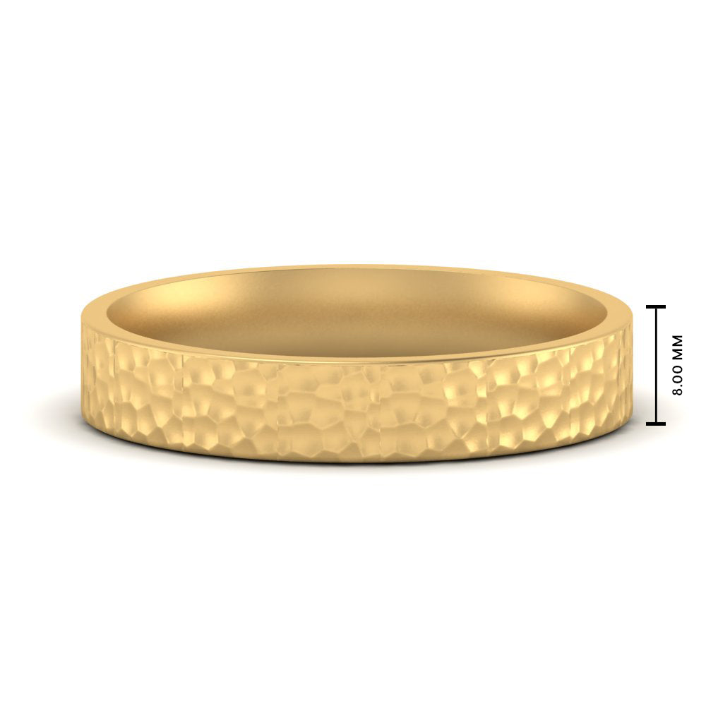 Hammered Wedding Band Comfort Fit 5 mm