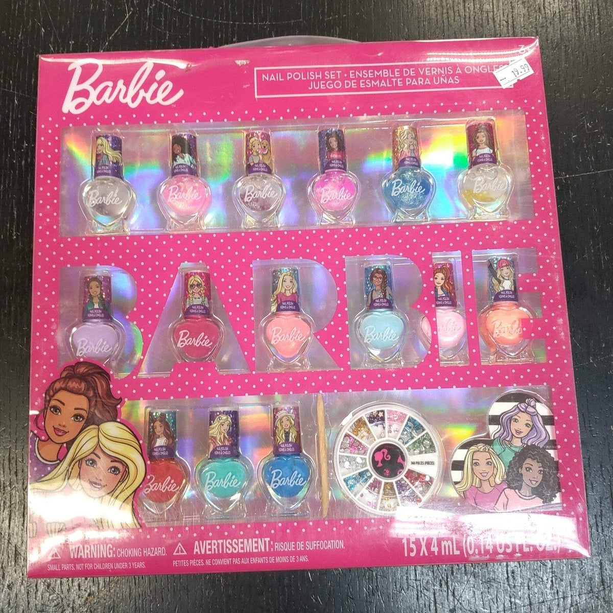 Barbie 15-Color Nail Polish and Gem Set — Ages 3+