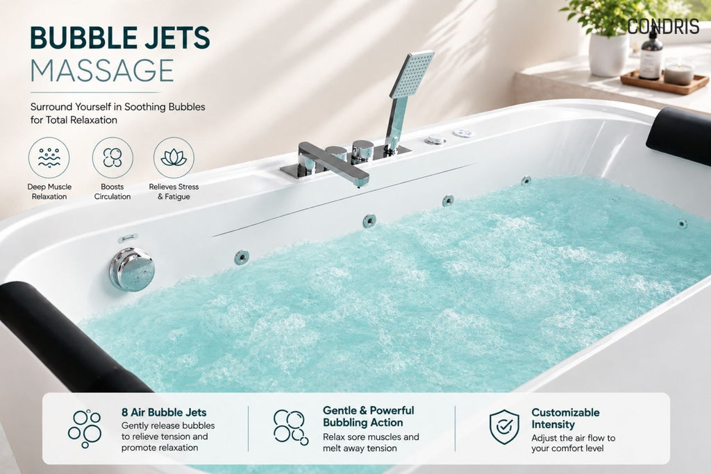 Whirlpool Bathtub with Luxury Jets - 67" x 35" - Acrylic White
