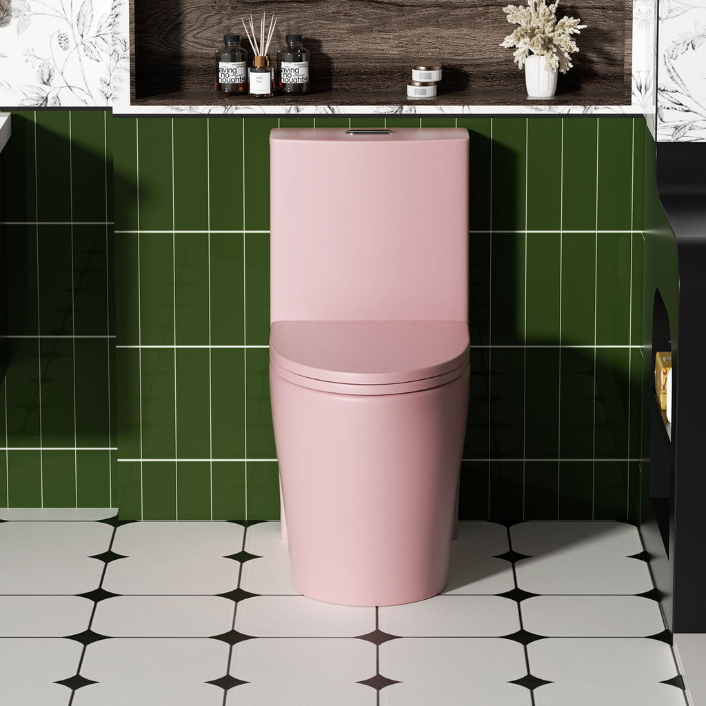 One-Piece Tornado Dual-Flush Toilet with Soft-Close Seat - Gray, Pink or Black