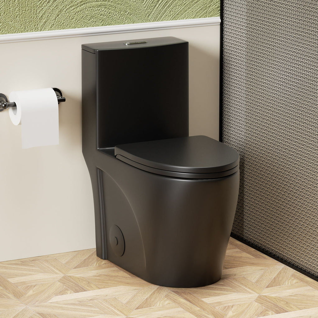 One-Piece Tornado Dual-Flush Toilet with Soft-Close Seat - Gray, Pink or Black