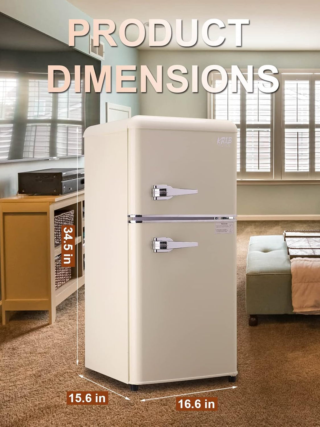 3.5 Cu.Ft Compact Refrigerator Mini Fridge with Freezer - ABS Steel