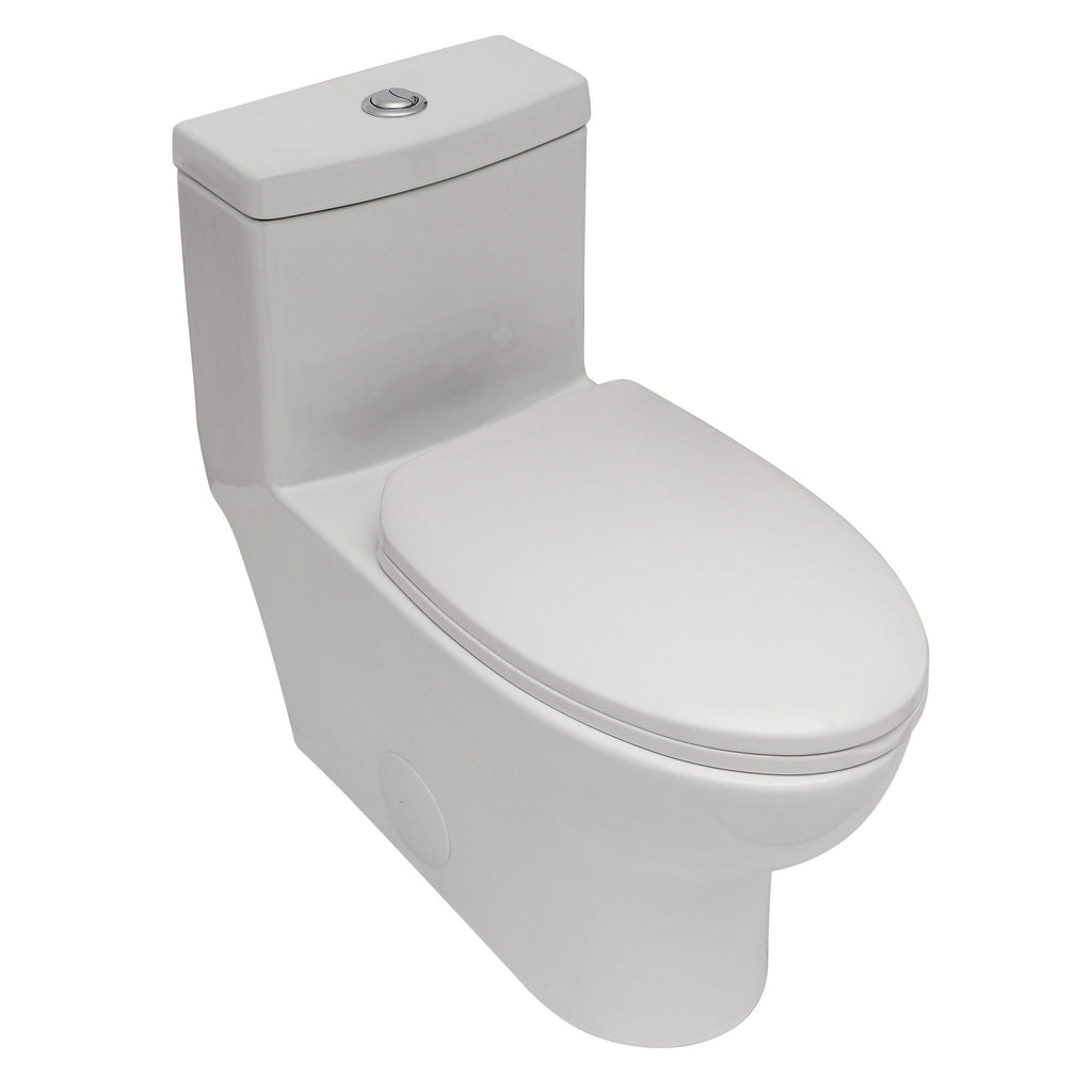 Modern Ceramic 1 Piece Toilet with Dual Flush and Soft Closing Seat - White