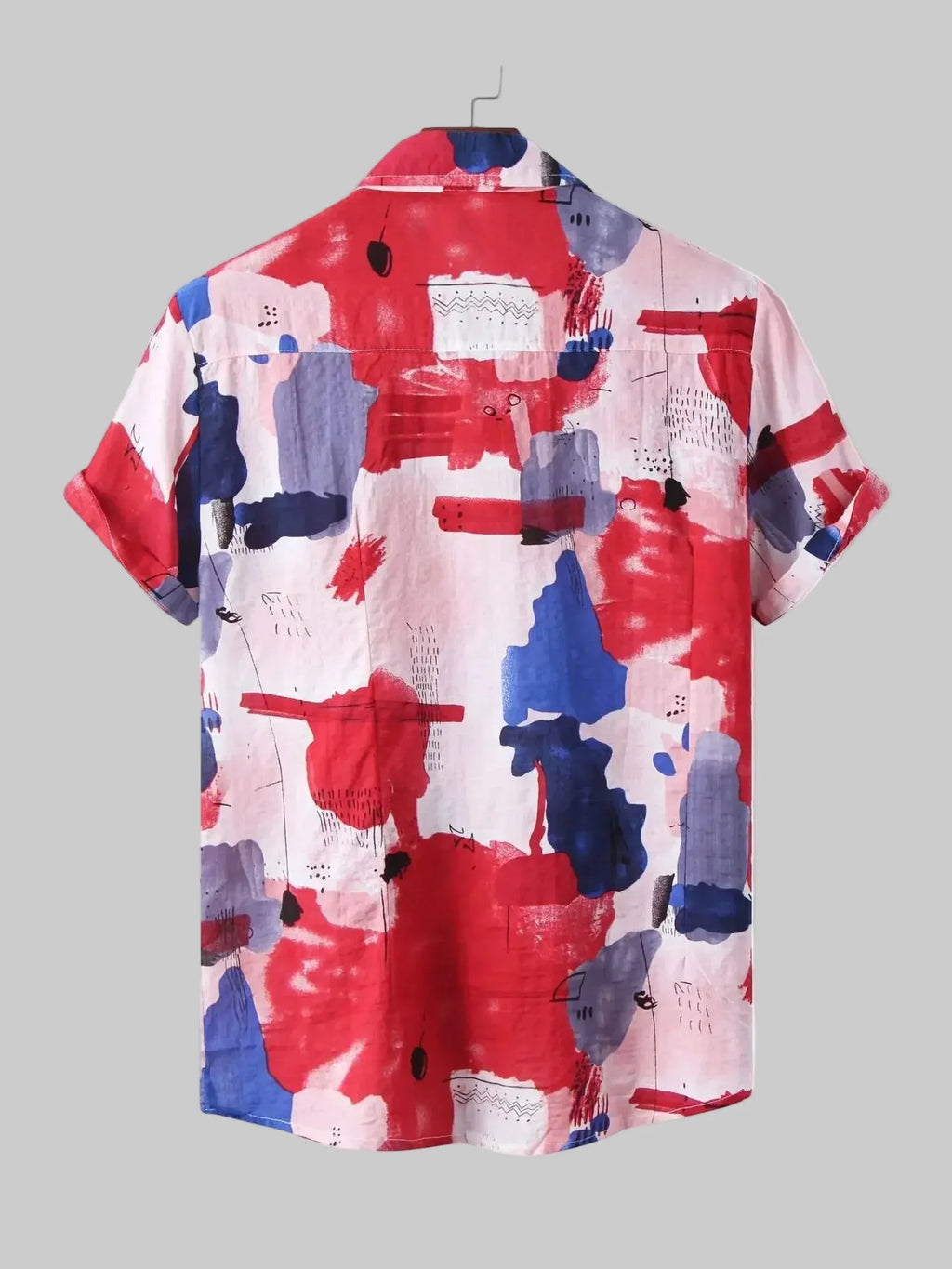 Men's Full Size Abstract Print Short Sleeve Button-Up Shirt