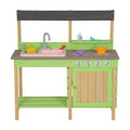 Kids Play Kitchen with Mud Kitchen Set & Water Play Toys – Green