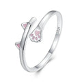WOSTU 925 Sterling Silver Cat Pet Adjustable Rings For Women Animal Dog Open Ring Family Daughter Birthday Jewelry Girl Gift