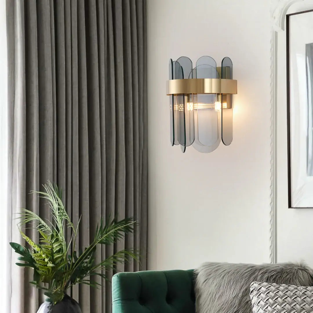 Gold Oval Glass Wall Lamp