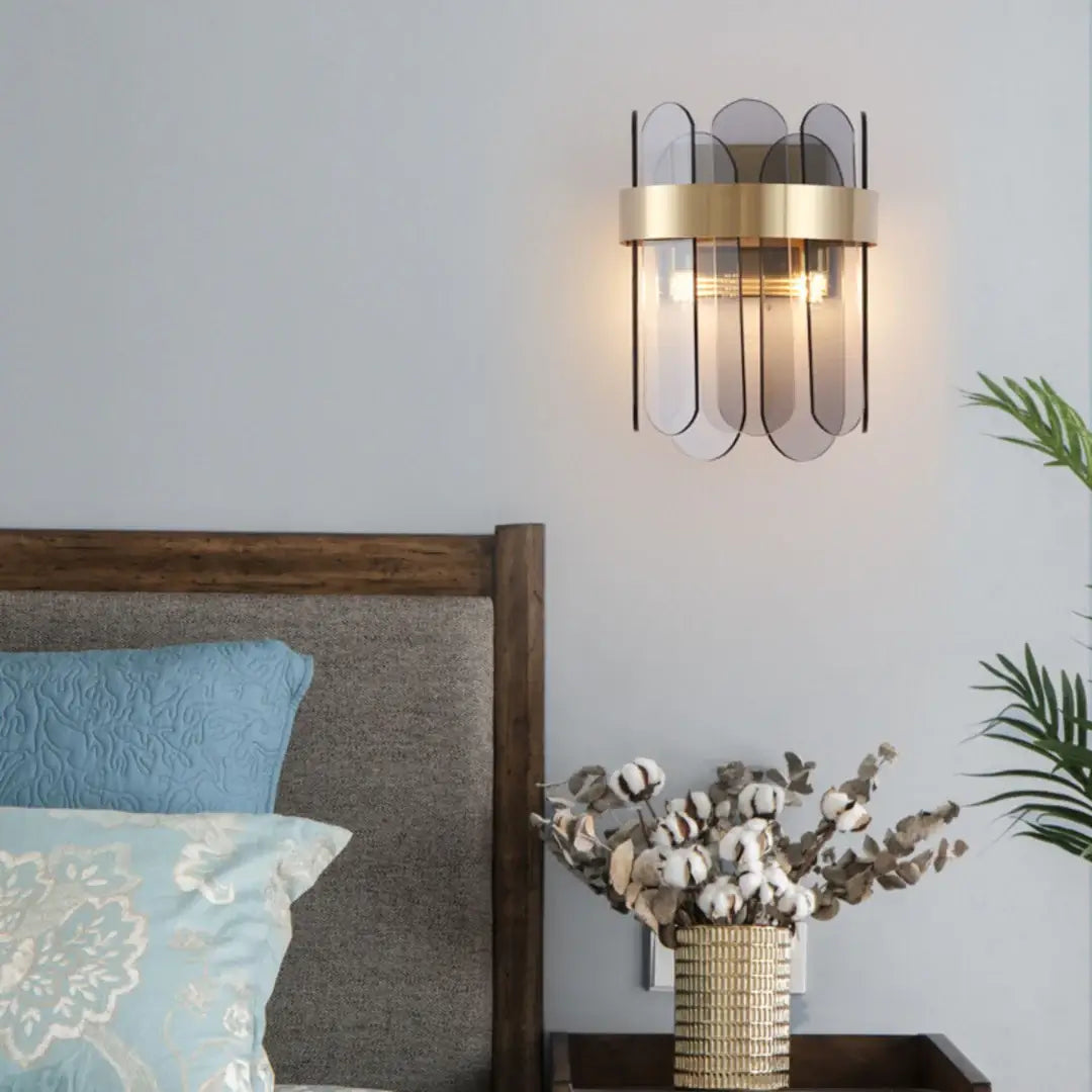 Gold Oval Glass Wall Lamp