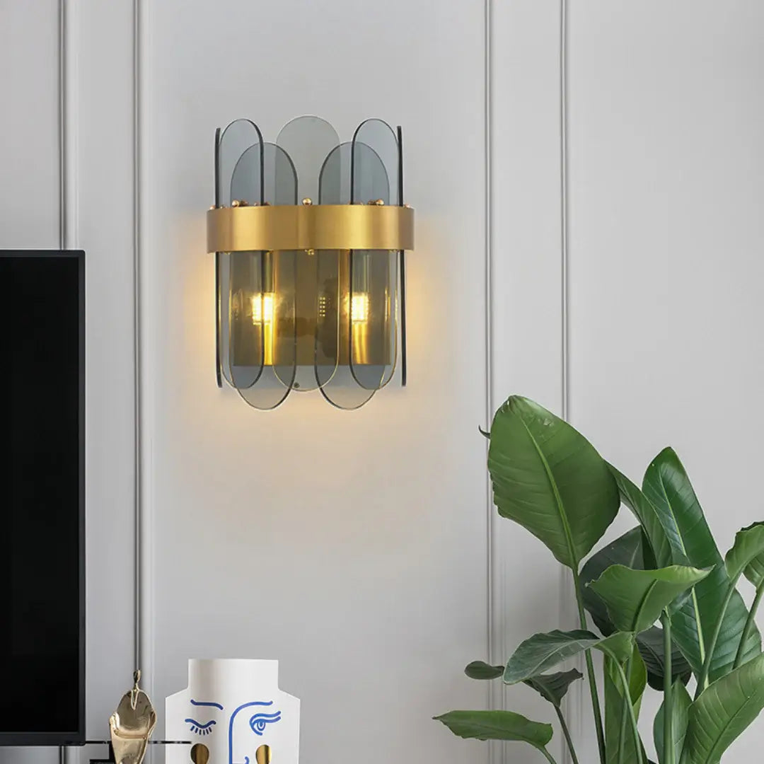 Gold Oval Glass Wall Lamp