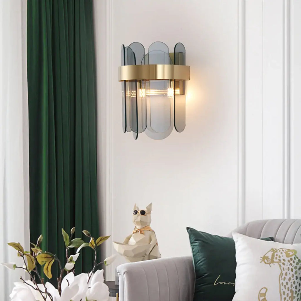 Gold Oval Glass Wall Lamp
