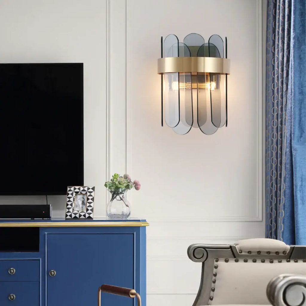 Gold Oval Glass Wall Lamp