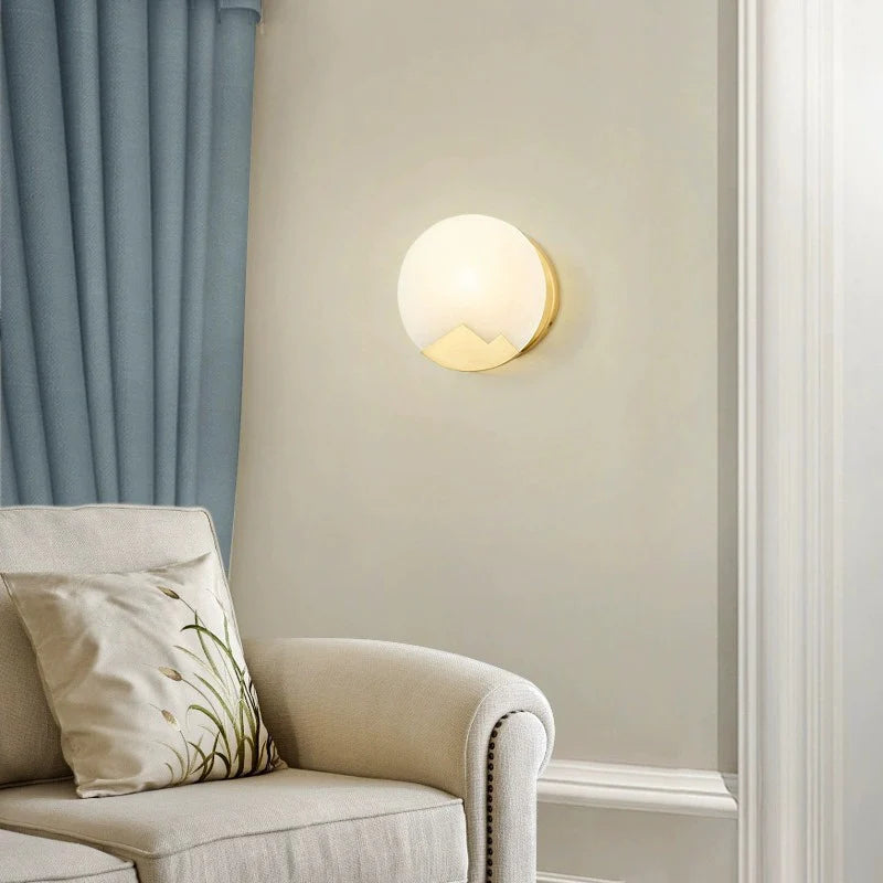 Alabaster Brass Wall Light