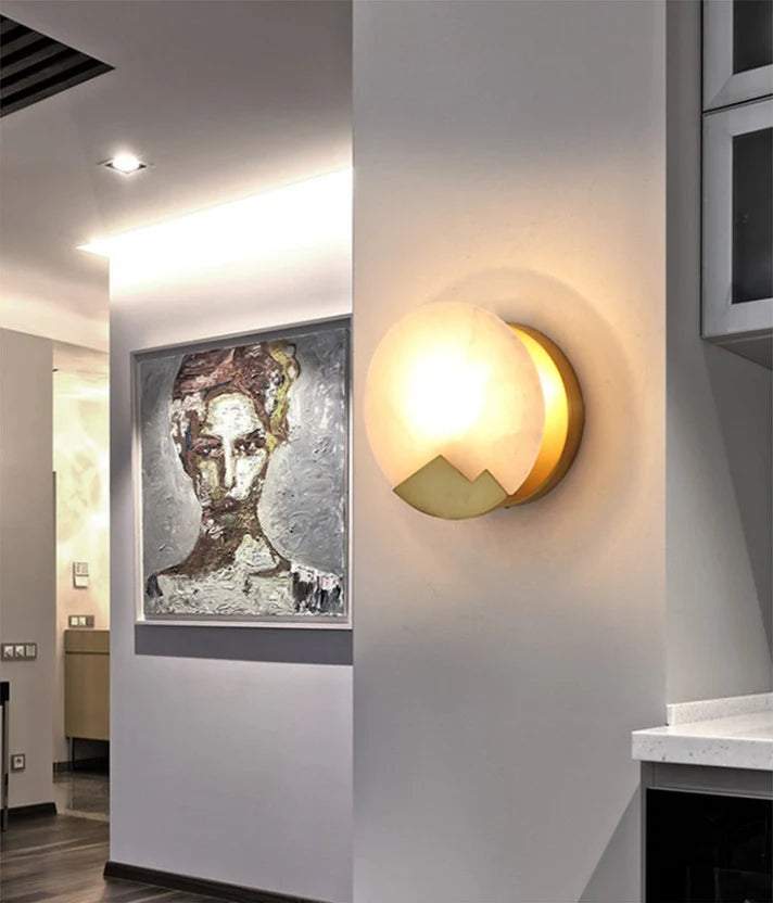 Alabaster Brass Wall Light