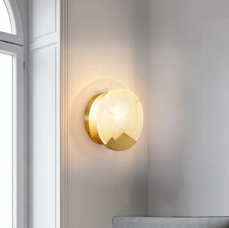 Alabaster Brass Wall Light