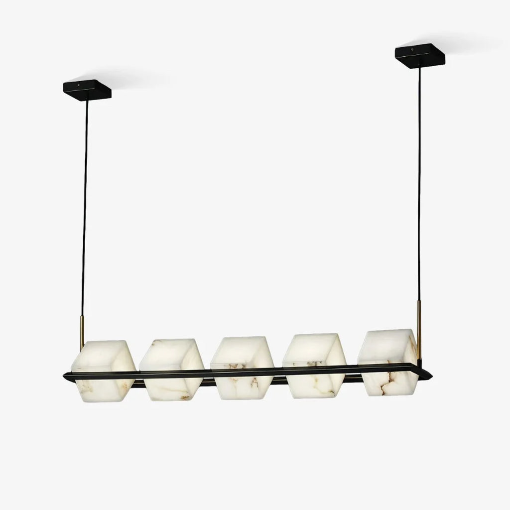 Simple Alabaster Square Box Chandelier
