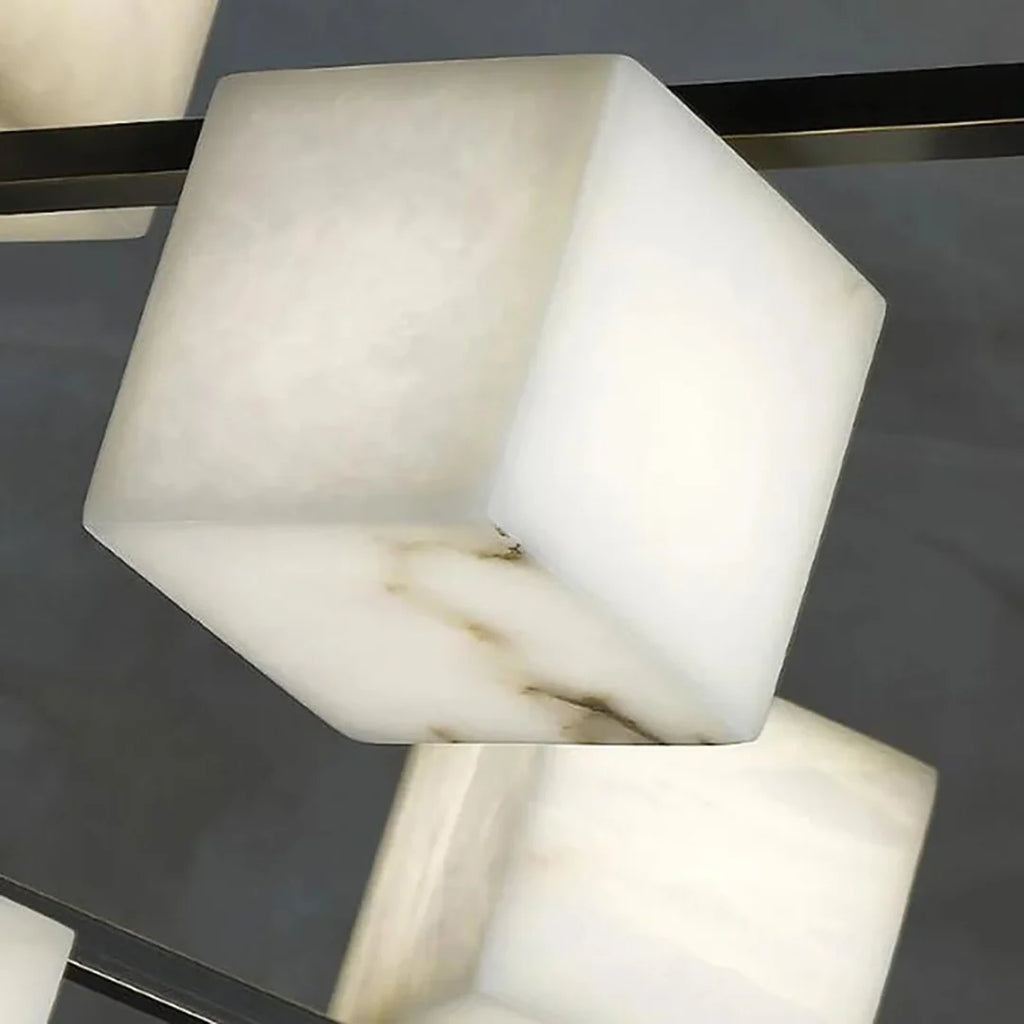 Simple Alabaster Square Box Chandelier