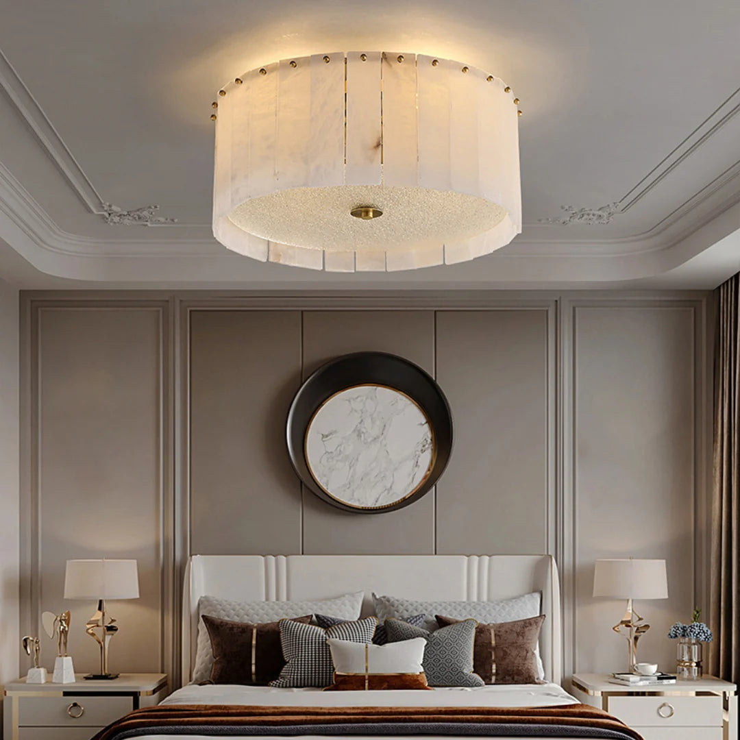 Alabaster Copper Round Ceiling Lamp