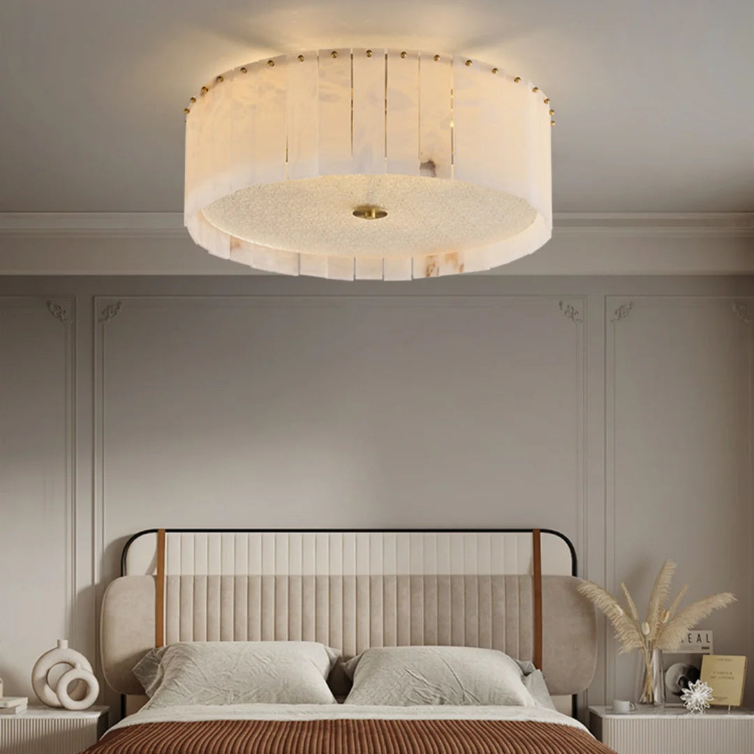 Alabaster Copper Round Ceiling Lamp