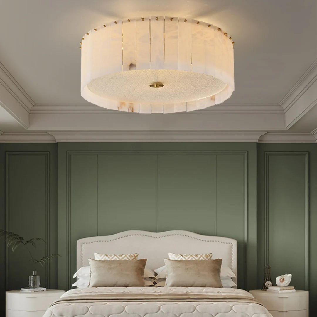 Alabaster Copper Round Ceiling Lamp