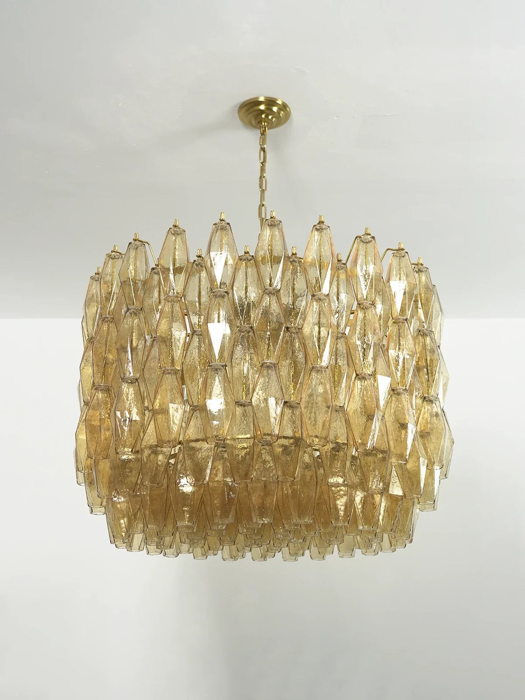 Amber Glass Prism Murano Style Chandelier