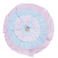 Devers Ruffles White Pink Blue Round Decor Throw Pillow