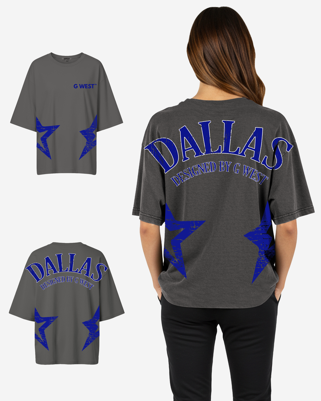 G West Womens Oversized Dallas Logo Tee