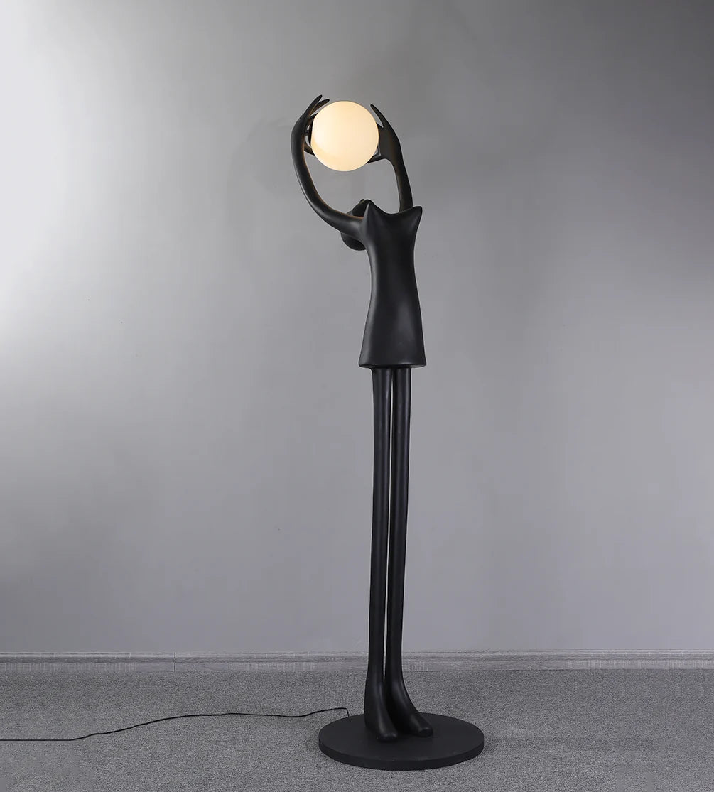 Ball Holding Sculpture Character Floor Lamp