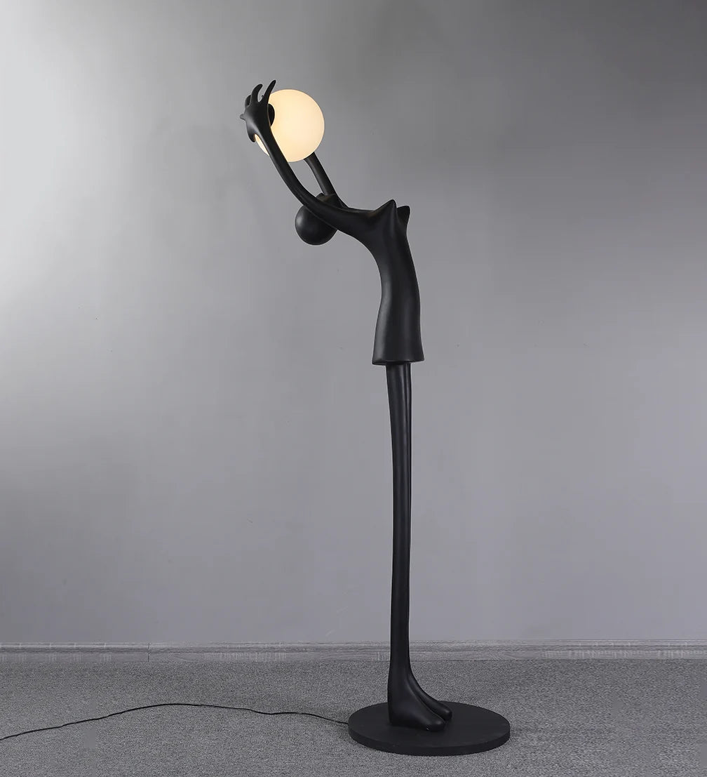 Ball Holding Sculpture Character Floor Lamp