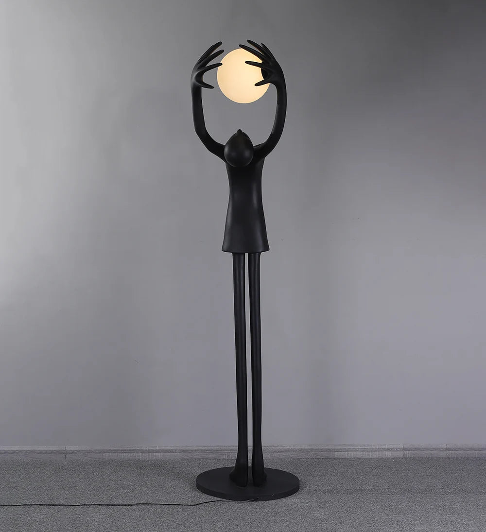 Ball Holding Sculpture Character Floor Lamp