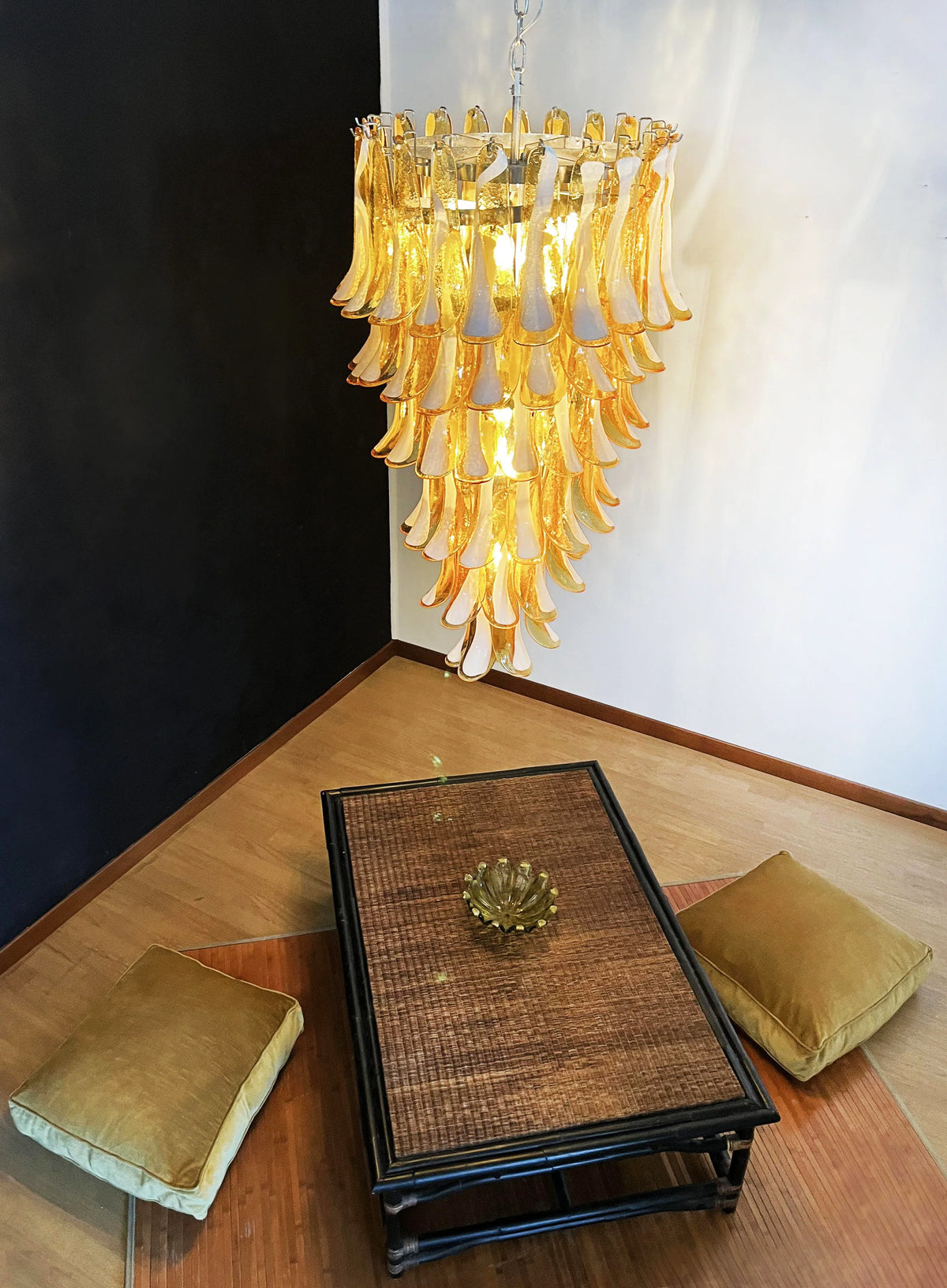 Petals Spiral Murano Amber Chandelier
