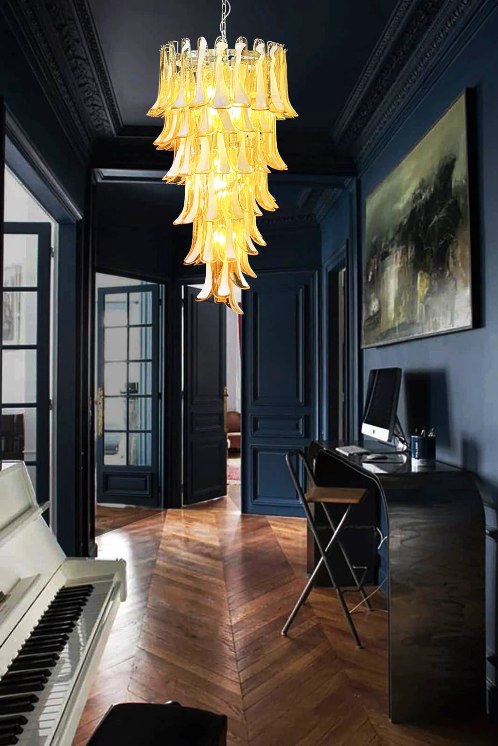 Petals Spiral Murano Amber Chandelier