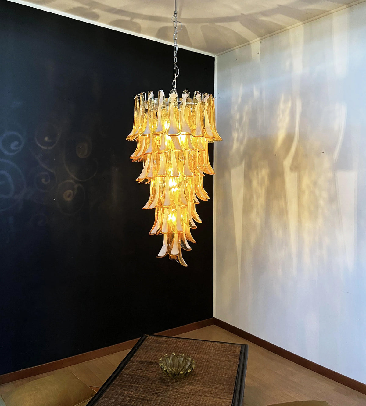 Petals Spiral Murano Amber Chandelier