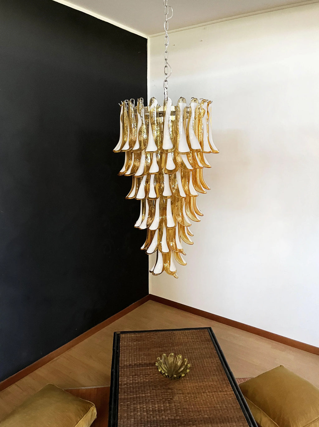 Petals Spiral Murano Amber Chandelier