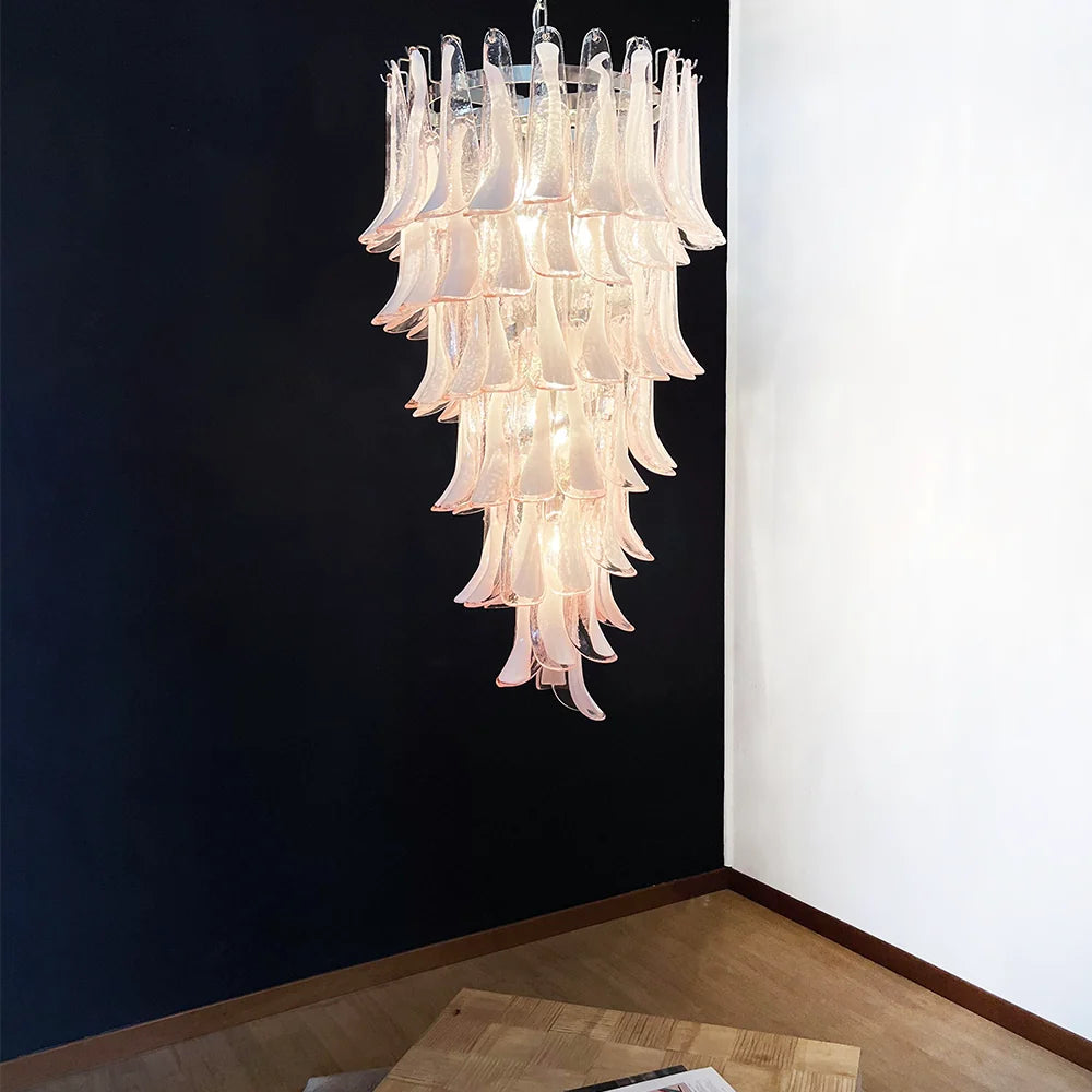 Petals Spiral Murano Pink Chandelier